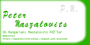 peter maszalovits business card